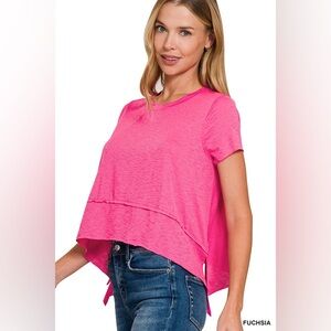 🆕 Zenana SHARK BITE SIDE SLIT SHORT SLEEVE TOP